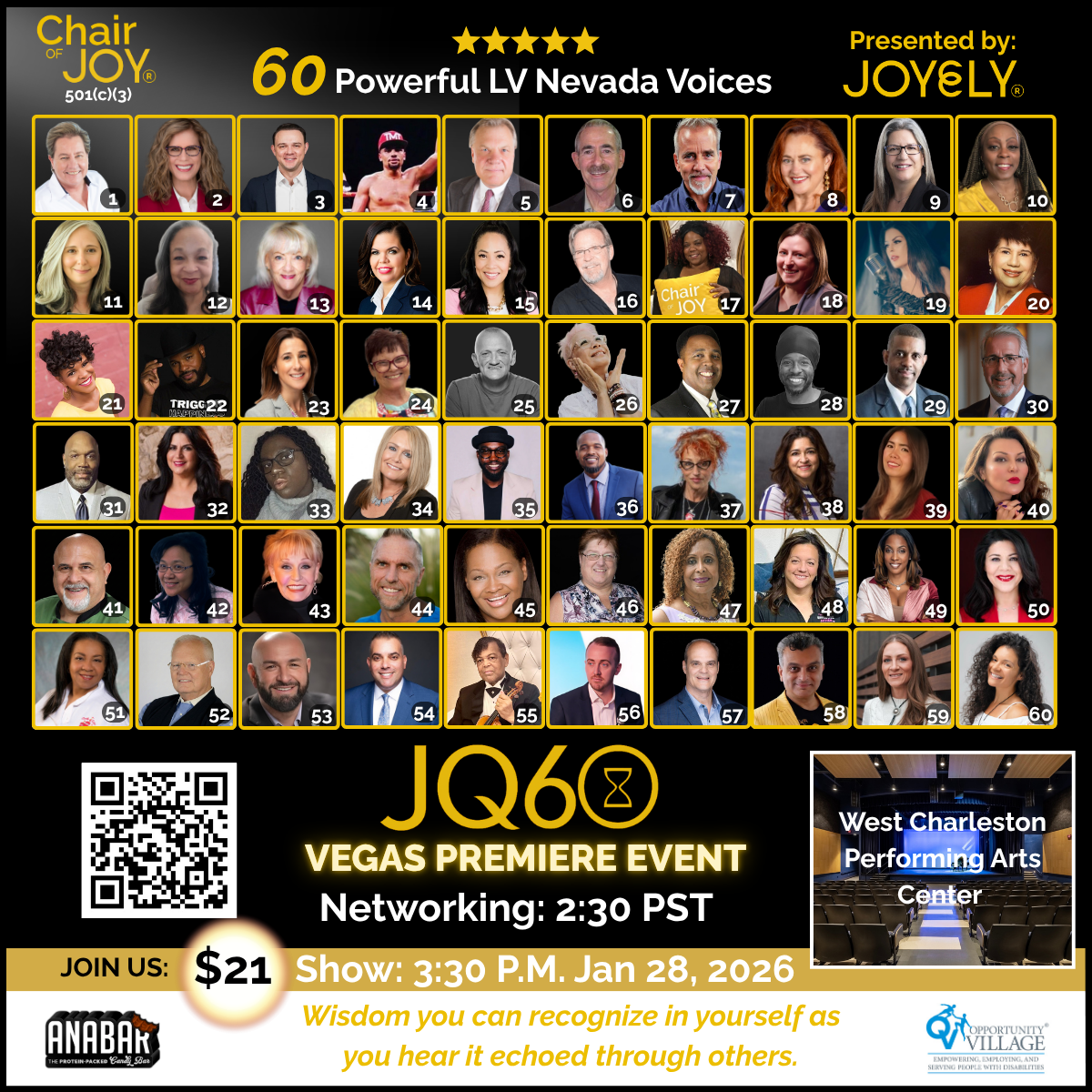 JQ60 January 28th Voices Lineup — Vegas Premiere